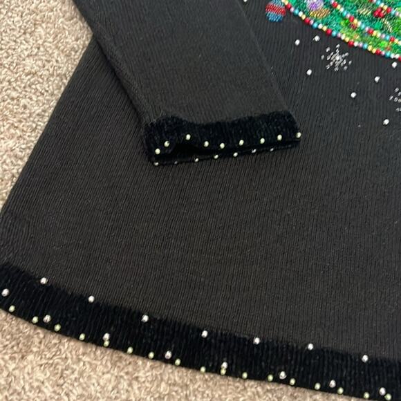 The Quacker Factory Sweater Woman’s‎ M Med Christmas Sequined Velour V-neck Cozy - Picture 6 of 16